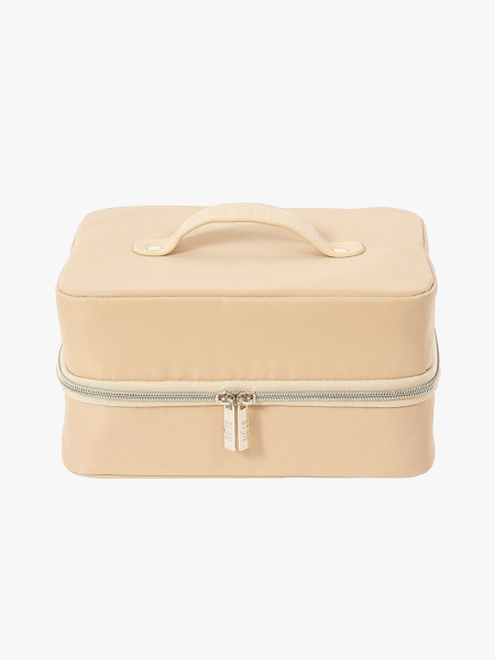 Bis The Cosmetics Case square camel cosmetics case on light gray background